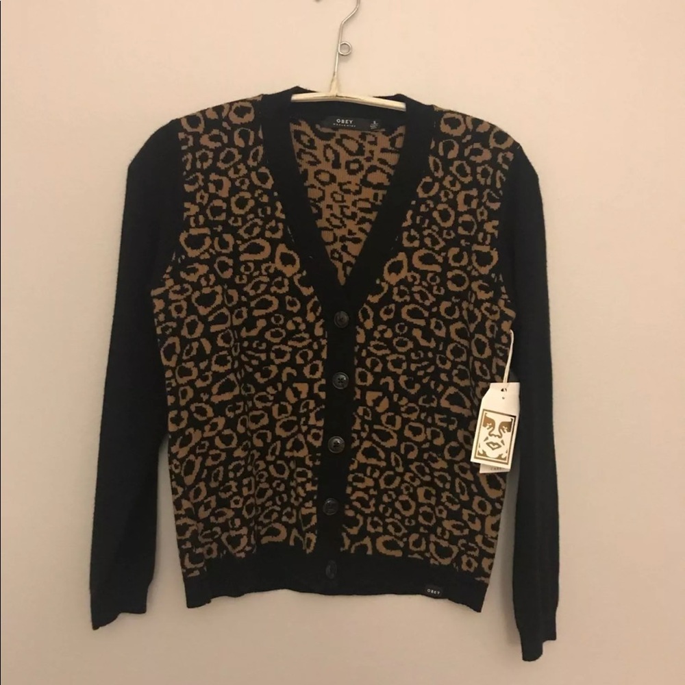 NWT Obey leopard cardigan